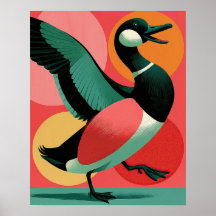 Midcentury Modern Duck Bold Geometric Art
