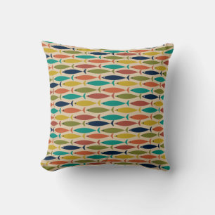 Midcentury Modern Fish Pattern Cushion