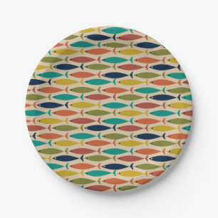Midcentury Modern Fish Pattern Paper Plate