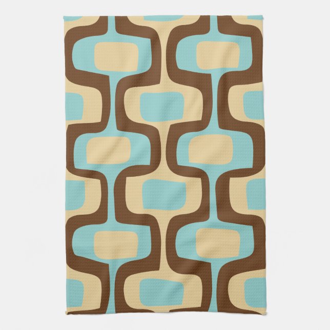 Midcentury modern geometric squiggly shapes tea towel (Vertical)