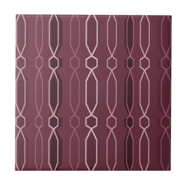 Midcentury Modern Hexagon Columns Maroon Ceramic Tile (Front)