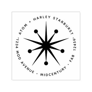 Midcentury Modern Minimalist Atomic Starburst Star Self-inking Stamp