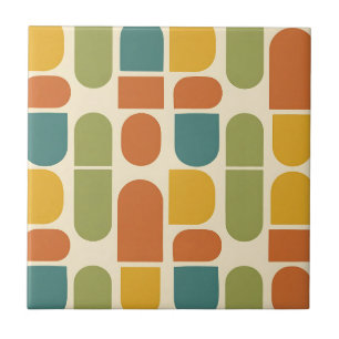 Midcentury Modern Organic Shapes Pattern Ceramic Tile