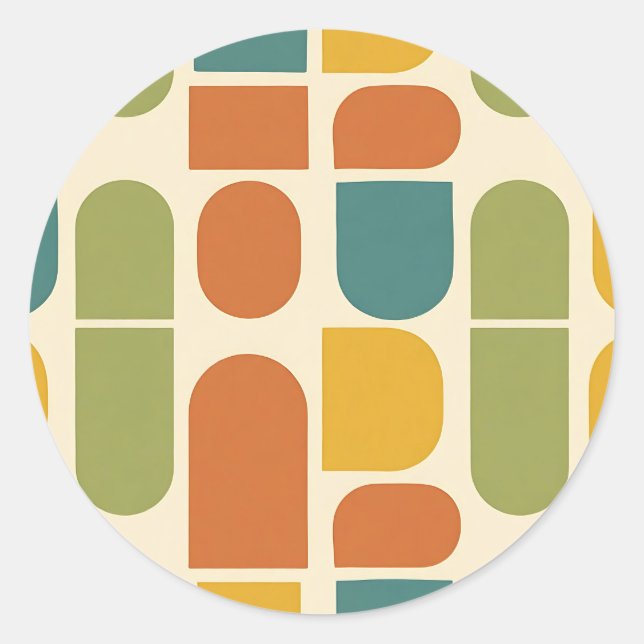 Midcentury Modern Organic Shapes Pattern Classic Round Sticker (Front)