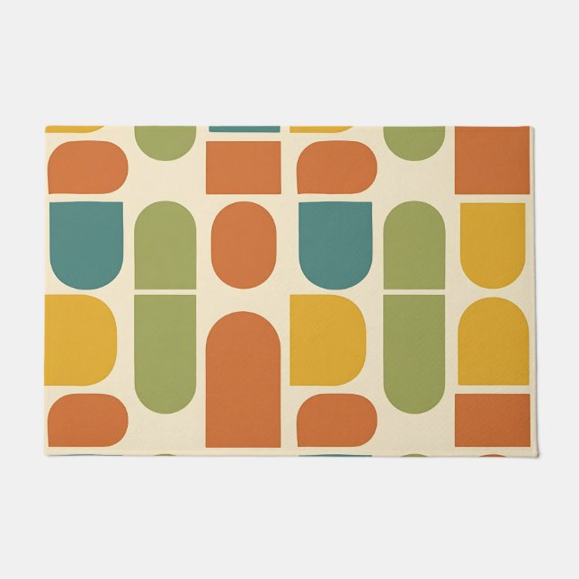 Midcentury Modern Organic Shapes Pattern Doormat (Front)
