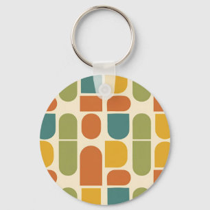 Midcentury Modern Organic Shapes Pattern Key Ring