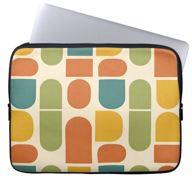 Midcentury Modern Organic Shapes Pattern Laptop Sleeve (Front)
