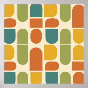 Midcentury Modern Organic Shapes Pattern Poster
