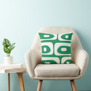 Midcentury Modern Piquet Abstract Kelly Green Cushion