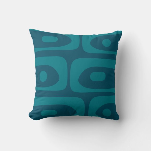 Midcentury Modern Piquet Abstract Teal Cushion (Front)