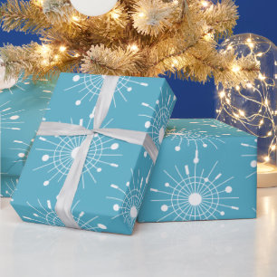 Midcentury Modern Retro Atomic Snowflake Christmas Wrapping Paper