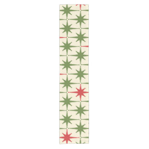 Midcentury Modern Retro Christmas Starbursts Short Table Runner