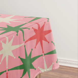 Midcentury Modern Retro Christmas Starbursts Tablecloth