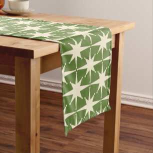 Midcentury Modern Retro Christmas Stars Pattern Short Table Runner