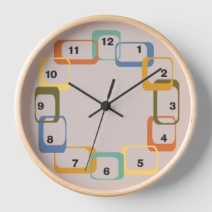 Midcentury Modern Retro Shapes Clock