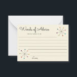 Midcentury Modern Retro Vintage Style Wedding Advice Card<br><div class="desc">Add a special touch to weddings and bridal showers with these lined advice cards they feature a fun retro vibe with a Mid-century Modern style design. Colourful atomic asterisks or snowflake shapes decorate these advice index cards. The black asterisk shapes are tipped with circles of blue, magenta, green, orange and...</div>