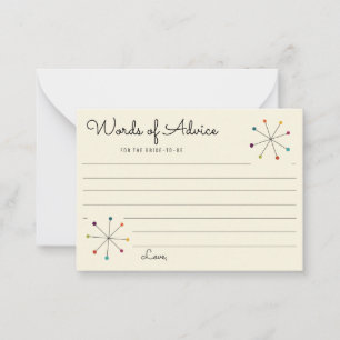 Midcentury Modern Retro Vintage Style Wedding Advice Card