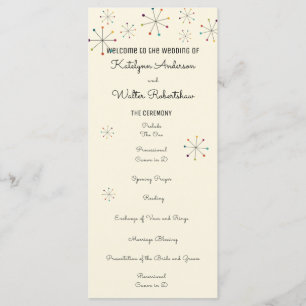 Midcentury Modern Retro Vintage Style Wedding Program