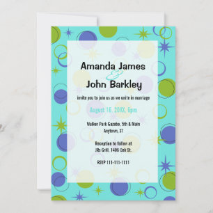 Midcentury Modern Shapes Stars Wedding Invitation