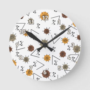 Midcentury Modern Sputnik Planets (Autumn) Round Clock