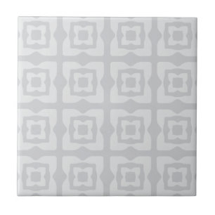Midcentury Modern Squares Pattern Light Grey Ceramic Tile