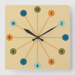 Midcentury Modern Starburst Retro Clock