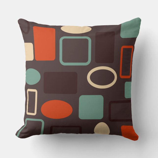 Midcentury-Modern Teal and orange  Cushion (Front)