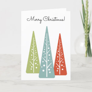 Midcentury Modern Trees Custom Message Christmas Card