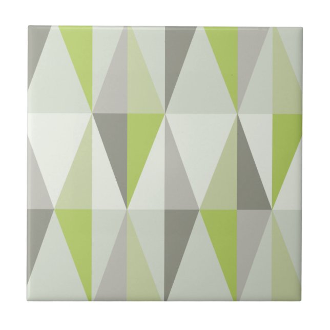 MidCentury Modern Triangles Chartreuse Ceramic Tile (Front)