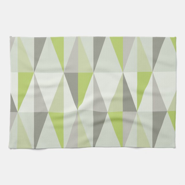 MidCentury Modern Triangles Chartreuse Tea Towel (Horizontal)