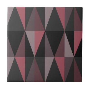 MidCentury Modern Triangles Dark Burgundy Ceramic Tile