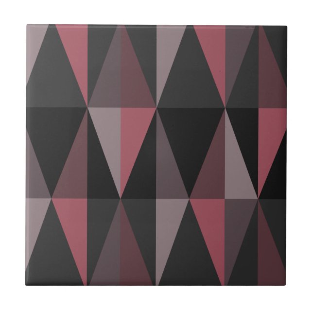 MidCentury Modern Triangles Dark Burgundy Ceramic Tile (Front)