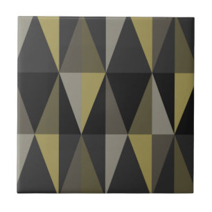 MidCentury Modern Triangles Dark Gold Ceramic Tile