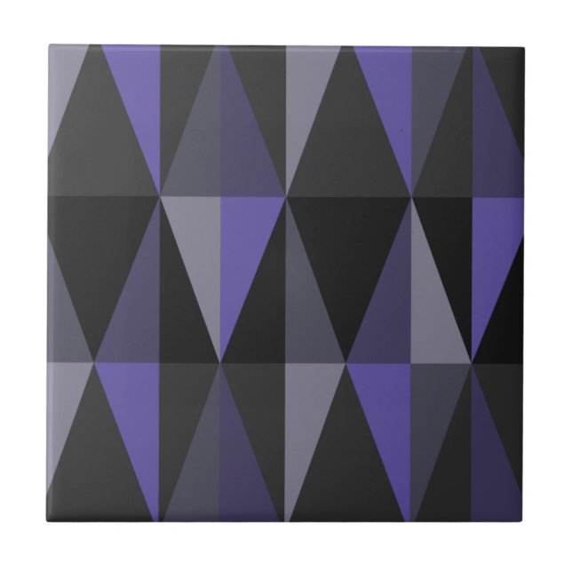 MidCentury Modern Triangles Dark Indigo Ceramic Tile (Front)