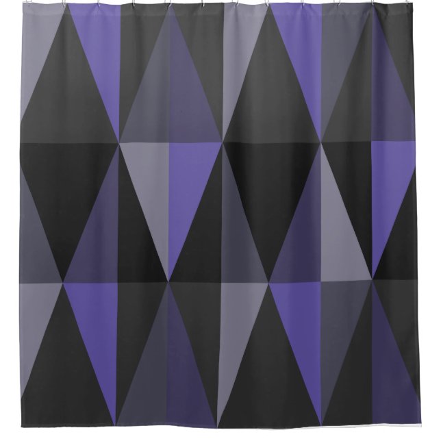 MidCentury Modern Triangles Dark Indigo Shower Curtain (Front)