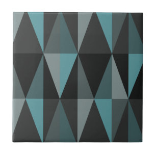MidCentury Modern Triangles Dark Teal Ceramic Tile