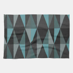 MidCentury Modern Triangles Dark Teal Tea Towel