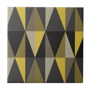 MidCentury Modern Triangles Dark Yellow Ceramic Tile