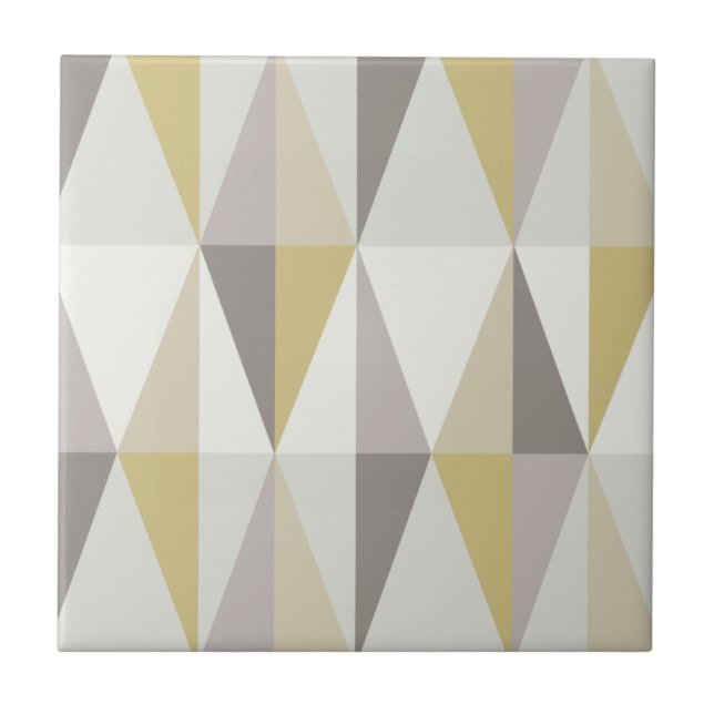 MidCentury Modern Triangles Gold Ceramic Tile (Front)