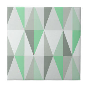 MidCentury Modern Triangles Mint Ceramic Tile