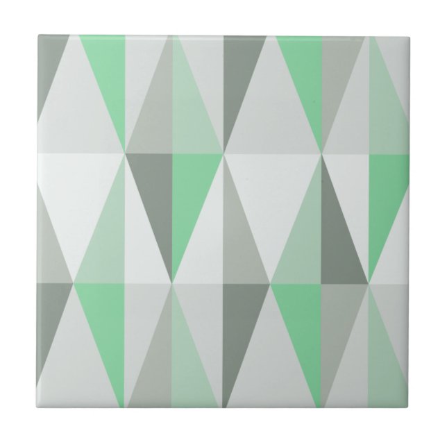 MidCentury Modern Triangles Mint Ceramic Tile (Front)