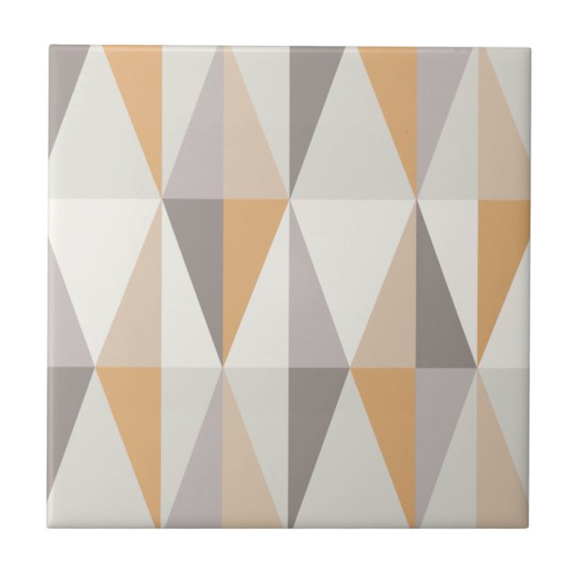 MidCentury Modern Triangles Orange Ceramic Tile (Front)