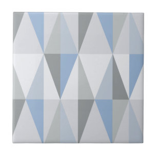 MidCentury Modern Triangles Sky Blue Ceramic Tile