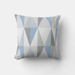 MidCentury Modern Triangles Sky Blue Cushion
