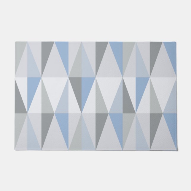 MidCentury Modern Triangles Sky Blue Doormat (Front)