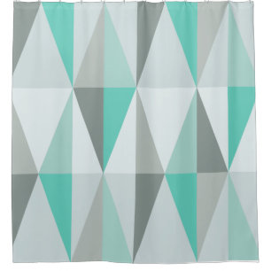 MidCentury Modern Triangles Turquoise Shower Curtain