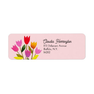 Midcentury Modern Tulip Pastel Pink Return Address Return Address Label