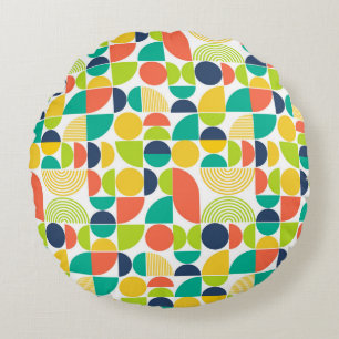 MidCentury Modern Vintage Retro Abstract Art  Round Cushion