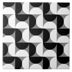 Midcentury Pattern Bowls Black White Ceramic Tile