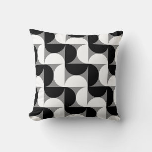 Midcentury Pattern Bowls Black White Cushion